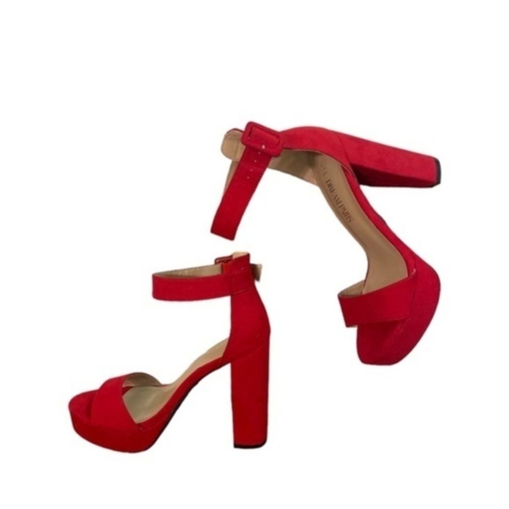 Dream Pairs heels woman’s red chunky fashion ankle strap platform shoe New Sz 7